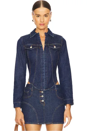 Amanda Uprichard Bristol top en color denim-dark talla M en - Denim-Dark. Talla M (también en S).