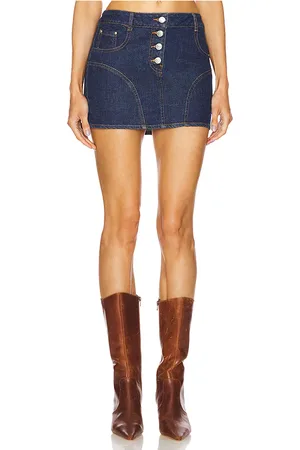 Amanda Uprichard Falda bristol en color denim-dark talla L en - Denim-Dark. Talla L (también en M).