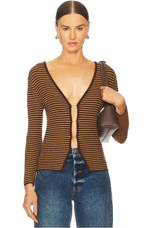 Osis Cárdigan con detalles metalizados cassie en color talla L en - Brown. Talla L (también en M).