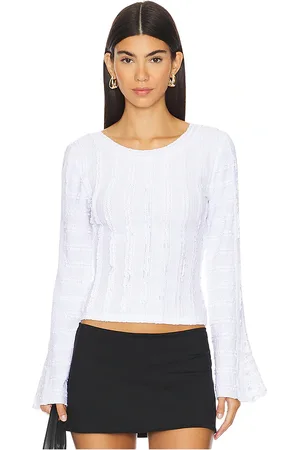Free People Top manga larga rocky en color talla L en - White. Talla L (también en M, S, XL, XS).