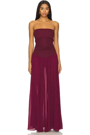 Camila Coelho Vestido minji en color burgundy talla L en - Burgundy. Talla L (también en M, S, XS).