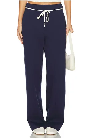 MONROW Pantalón con trabilla cotton knit en color azul marino talla L en - Navy. Talla L (también en M).