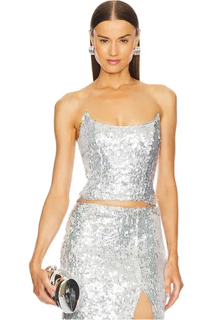 Michael Costello X revolve seona top en color metálico talla M en - Metallic Silver. Talla M (también en S, XS, XXS
