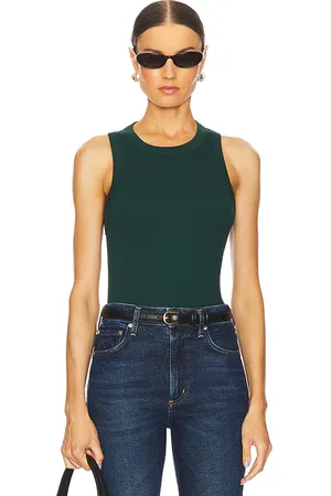 VERONICA BEARD Camiseta tirantes recortada jordyn en color verde oscuro talla M en - Dark Green. Talla M (también en XL).