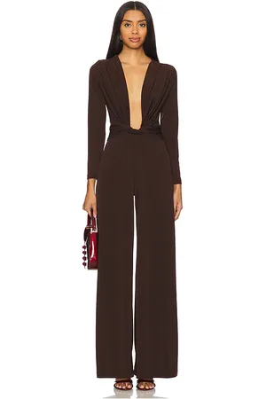 Leslie Amon Amanda maxi jumpsuit en color chocolate talla L en - Chocolate. Talla L (también en M, S).