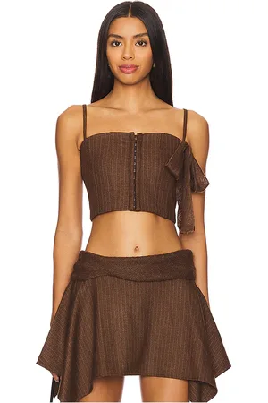 Zemeta My bow pin stripe corset top en color talla L en - Brown. Talla L (también en M, S, XS).