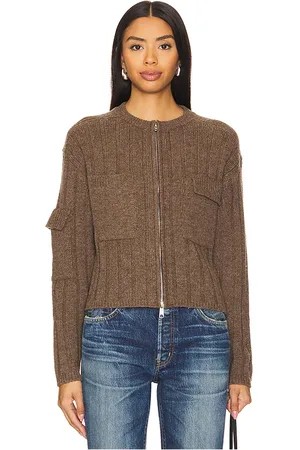 Moussy Cárdigan con cremallera en color talla S en - Brown. Talla S (también en XS).