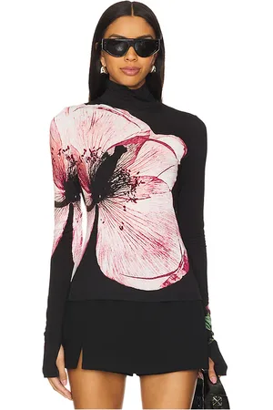 ALICE+OLIVIA Top cuello vuelto delaina en color negro talla S en - Black. Talla S (también en XS).