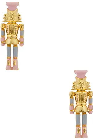 Lele Sadoughi Pendientes nutcracker button en color oro metálico talla all en - Metallic Gold. Talla all.