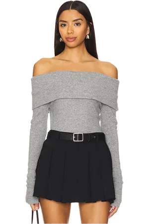 ALICE+OLIVIA Jersey coretta off shoulder en color gris talla L en - Grey. Talla L (también en M, S, XL, XS).