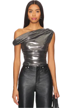 Misha Top un hombro paison en color plateado metálico talla L en - Metallic Silver. Talla L (también en M, S, XL, XS, XXL, XXS).