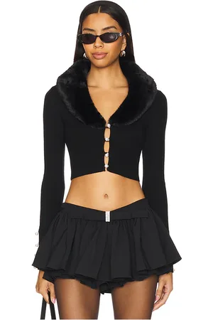 MAJORELLE Cárdigan laurel faux fur shawl en color talla L en - Black. Talla L (también en M, S).