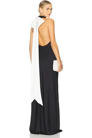 Misha Vestido con cuello halter evianna en color negro talla M en - Black. Talla M (también en S, XL, XS).