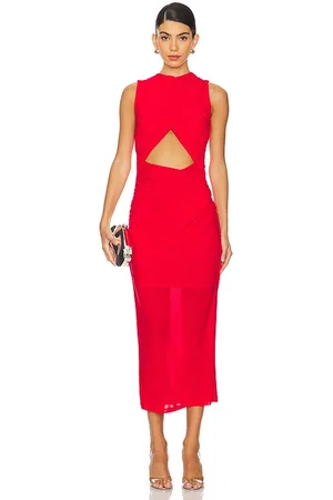 Misha Vestido midi isabella en color talla L en - Red. Talla L (también en M, XS, XXS).