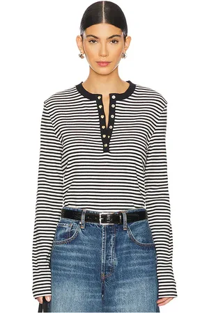 ANINE BING Camiseta manga larga alessia en color negro, blanco talla L en - Black,White. Talla L (también en M, S, X