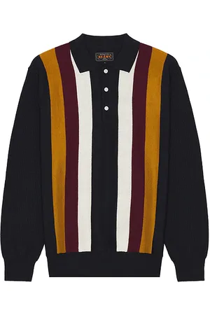 Beams Knit polo stripe en color azul talla L en - Blue. Talla L (también en S).