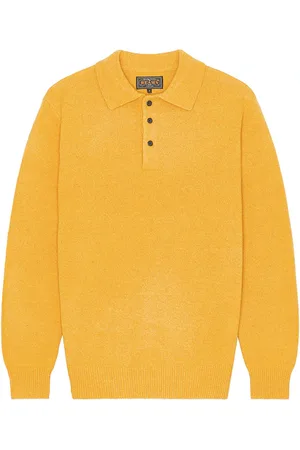 Beams Knit polo 9g sweater en color amarillo limon talla L en - Lemon. Talla L (también en M, S, XL/1X).