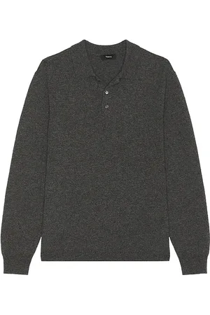 THEORY Hilles cashmere polo en color gris talla L en - Grey. Talla L (también en S).