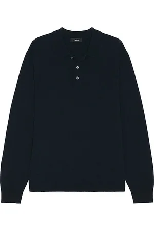 THEORY Hilles cashmere polo en color azul talla L en - Blue. Talla L (también en M, S, XL/1X).