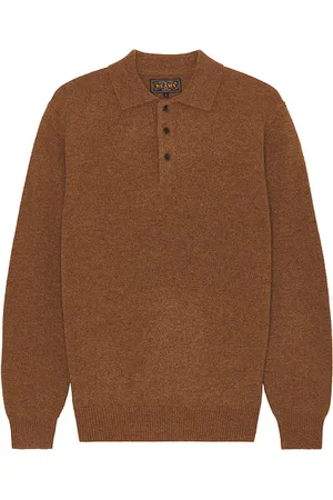 Beams Knit polo 9g sweater en color talla S en - Brown. Talla S (también en XL/1X).