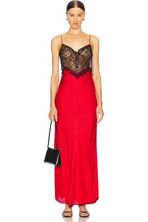 SWF Vestido lencero lace trimmed en color rojo talla M en - Red. Talla M (también en S, XL).