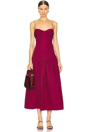 SWF Vestido midi fitted en color vino talla L en - Wine. Talla L (también en XL).