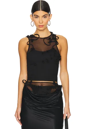 Marrknull Top sin mangas vine flowers en color talla M en - Black. Talla M (también en S).
