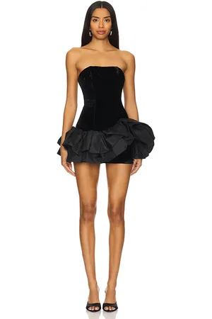 NBD Vestido ella strapless ruffle en color talla S en - Black. Talla S (también en XS, XXS).
