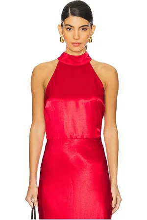 Rails Blusa de cuello halter leah en color rojo talla L en - Red. Talla L (también en M, S, XL, XS).