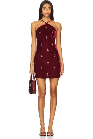 MISA Vestido camille en color burgundy talla L en - Burgundy. Talla L (también en S, XL, XS).