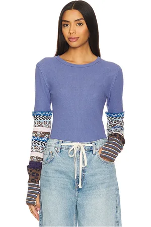 Free People Camiseta we the free all en cuff en color azul talla L en - Blue. Talla L (también en S, XS).