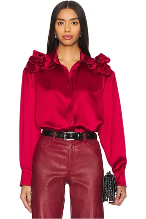 AKNVAS Blusa botón abajo flor en color rojo talla M en - Red. Talla M (también en S, XS).