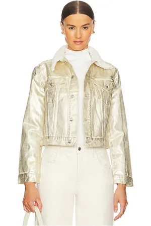 Simkhai Chaqueta de mezclilla con acabado metalizado. copeland en color oro metálico talla L en - Metallic Gold. Talla L (también e