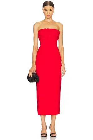Runaway The Label Vestido midi lottie en color talla S en - Red. Talla S (también en XS).