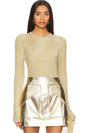 AKNVAS Top manga larga lana en color oro metálico talla M en - Metallic Gold. Talla M (también en S, XS).