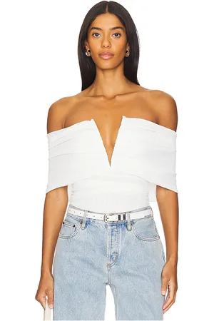 WeWoreWhat Body ruched off shoulder en color talla S en - . Talla S (también en XS).