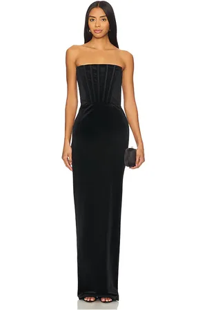 Bronx and Banco Vestido largo florentina strapless velvet en color talla M en - Black. Talla M (también en S, XS).