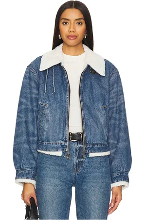 RE/DONE Chaqueta aviador en color denim-medium talla L en - Denim-Medium. Talla L (también en M, XS).