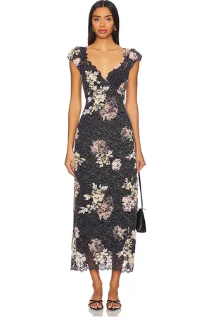 Free People Maxivestido encaje butterfly babe en color gris talla L en - Grey. Talla L (también en S, XL).