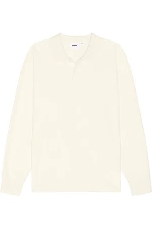 Obey Loop velour long sleeve polo en color crema talla L en - Cream. Talla L (también en M).