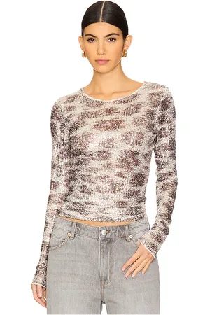 Free People Manga larga printed gold rush en color marrón talla L en - Brown. Talla L (también en M, S, XL).