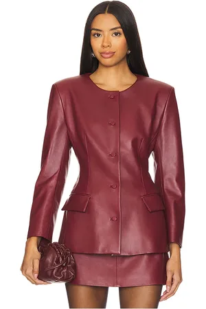 AEXAE Leather padded contoured blazer en color burgundy talla L en - Burgundy. Talla L (también en M).