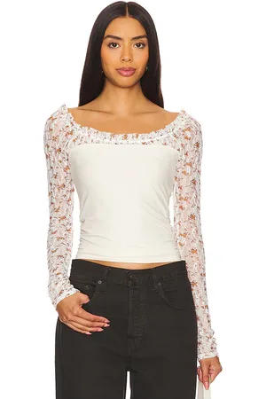 Free People Top manga larga josie en color crema talla L en - Cream. Talla L (también en M, S, XL, XS).