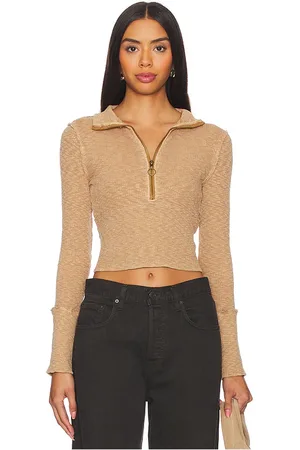 Free People Suéter con media cremallera midnight en color bronce talla L en - Tan. Talla L (también en M, S, XL, XS).