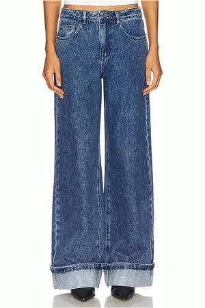 WeWoreWhat Cuff straight leg jean en color denim-medium talla 24 en - Denim-Medium. Talla 24 (también en 26, 28).