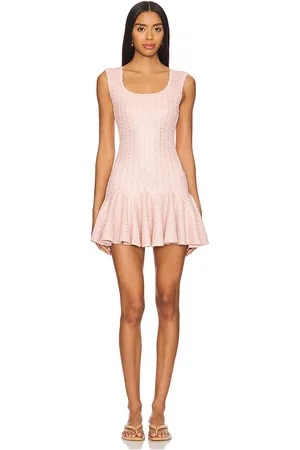 LOVESHACKFANCY Vestido maryanne en color rosado talla L en - Pink. Talla L (también en XL).