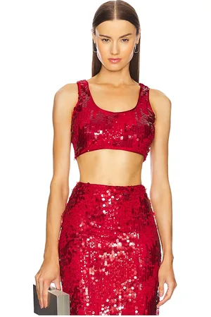 Michael Costello X revolve marlene top en color talla L en - Red. Talla L (también en M, S, XL, XS).