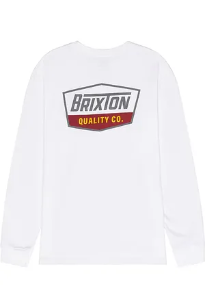 Brixton Camiseta manga larga regal en color blanco talla L en White Charcoal & Mahogany - White. Talla L (también en M, S, XL/1X).