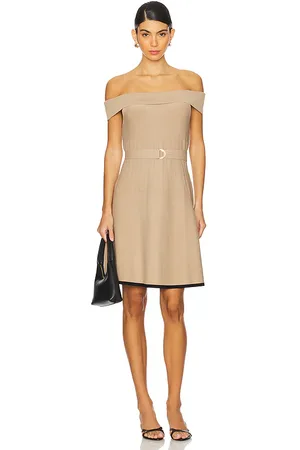 Karina Grimaldi Mini vestido de punto amaya en color beige talla M en - Beige. Talla M (también en S, XS).