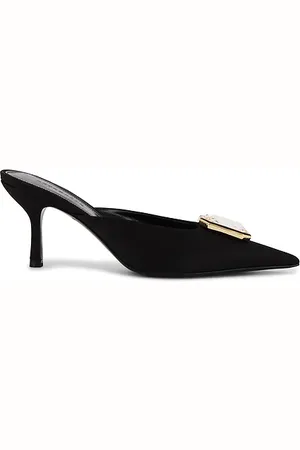 Retrofete Mules de satén con tacón gatito francesca en color talla 35 en - Black. Talla 35 (también en 36, 37.5, 38, 39, 41).